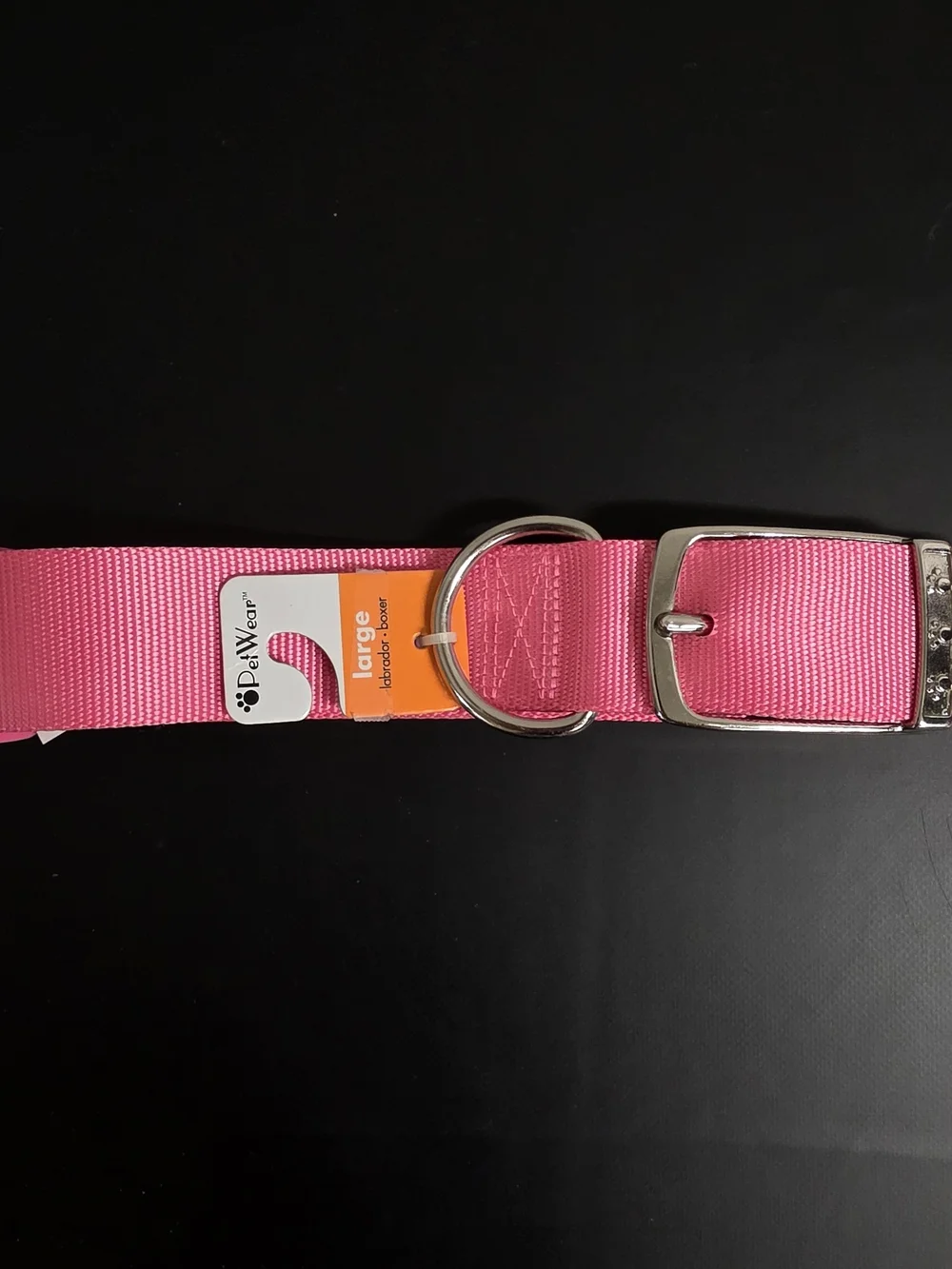 NWT PetWear Hot Pink Nylon Dog Collar Metal Buckle Large